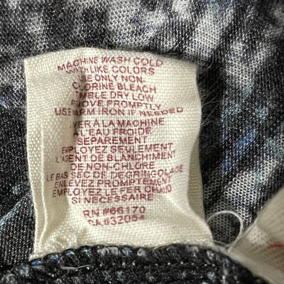 Free People women's size S gray/black/blue v neck ribbon accents bell sleeve top - Picture 8 of 9